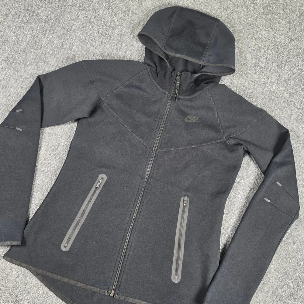 Nike Tech Fleece Full Zip Hoodie Women Medium Black Jacket 657859-010